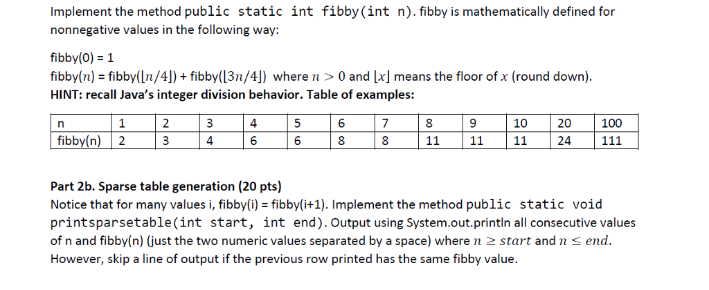 public static void printsparsetable(int start, int end) { if (start int