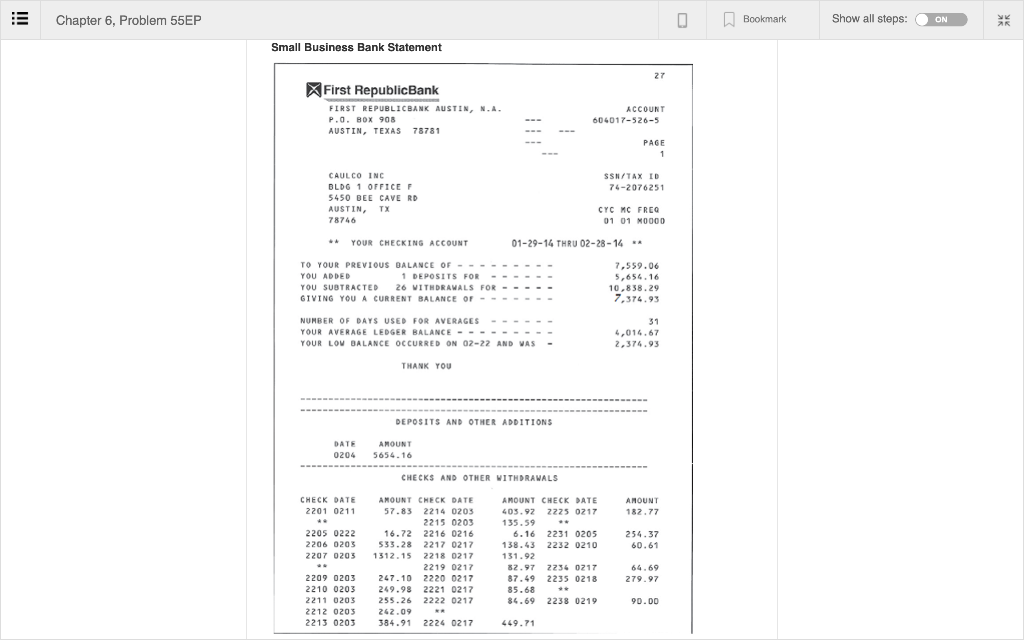 Reconcillation. You can use the computer-based Electronic Workpapers on> the textbook website