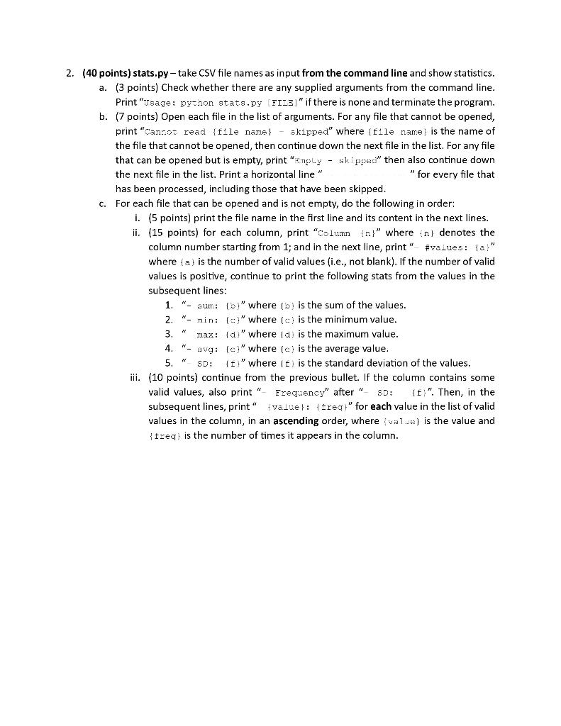 be amazing. Thank you! Write two Python scripts named gen.py and stats.py