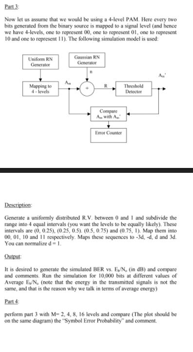Problem Statement It is desired to simulate the BER performance of a