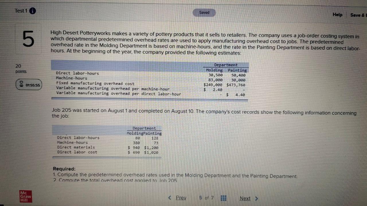  Test 1 i Saved Help Save & E 5 High Desert
