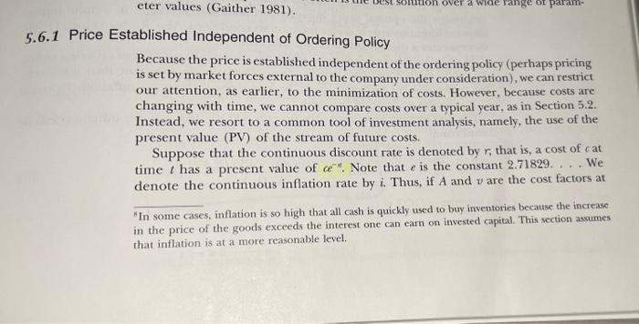 bect far from 5.6.1 Price Established independent of Ordering Policy Becaune the