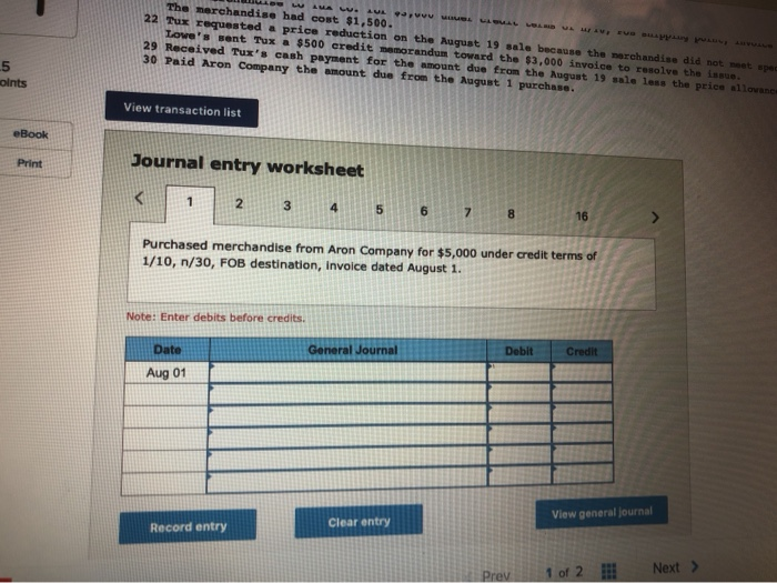 P2 Prepare journal entries to record the following merchandising transactions of Lowe's,