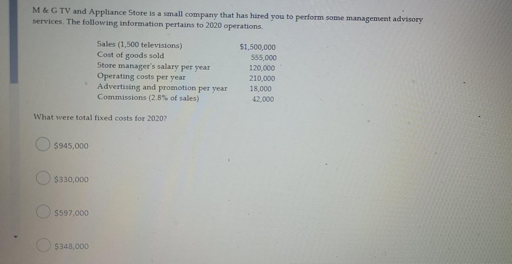 $50 30 10 20 Variable costs: Direct materials Direct labor Manufacturing overhead