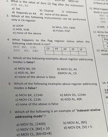 Microprocessor assembly 8086 2. What is the value of Zero (z) flag