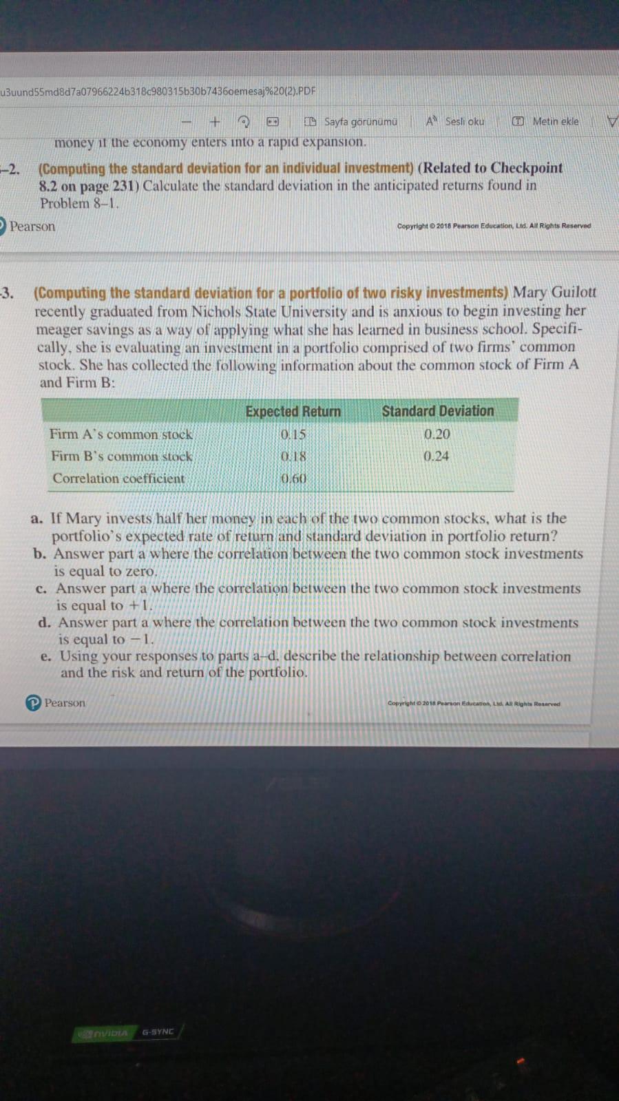  -2. (Computing the standard deviation for an individual investment) (Related to