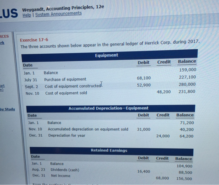  Weygandt, Accounting Principles, 12e Help | System Announcements RCES Exercise 17-6