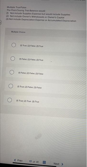  Multiple Trueffatse The Post-Closing Trial Bolance would: (1) Not include Supplies