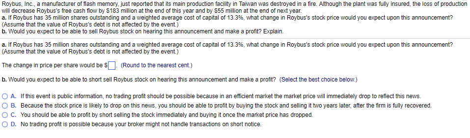 Hello I need help with this corporate finance question: Roybus, Inc., a