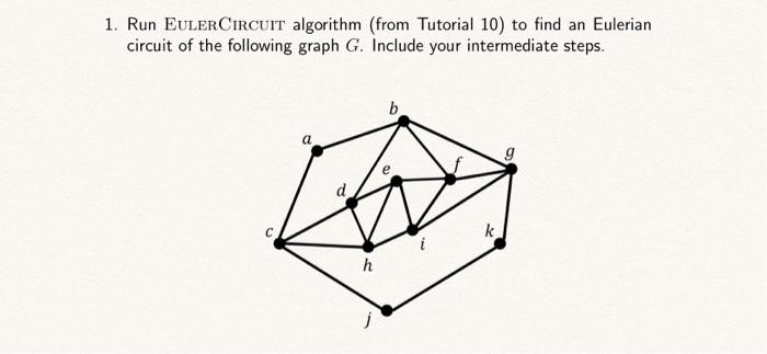  Please give explaination. Thank you 1. Run EulerCircuit algorithm (from Tutorial