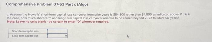 displayed below.] During 2022, your clients, Mr. and Mrs. Howell, owned the