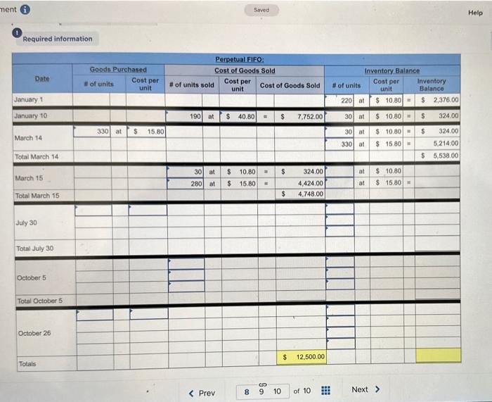 n reason Required information Use the following information for the Exercises 8-10