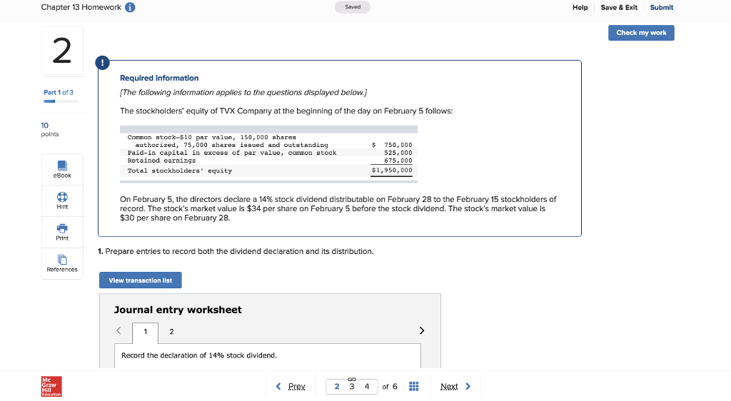  Chapter 13 HomeworkG Saved Help Save & Exit Submit Check my