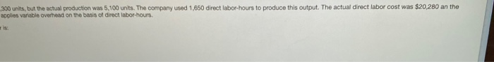 Standard Cost Per Unit In September the company's budgeted production was 5,300