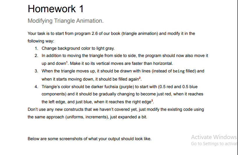  please solve this question Modifying Triangle Animation. Your task is to