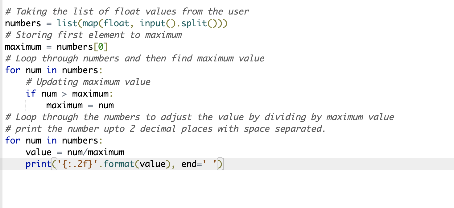CODE NOT WORKING HELP \# Taking the list of float values from