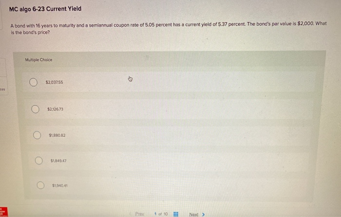  MC algo 6-23 Current Yield A bond with 16 years to
