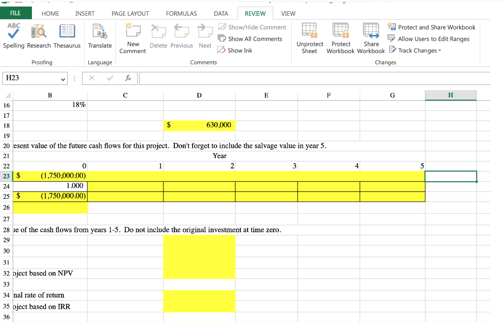 flow \\ \hline 24 & Discount Factor = \\ 25 & Present