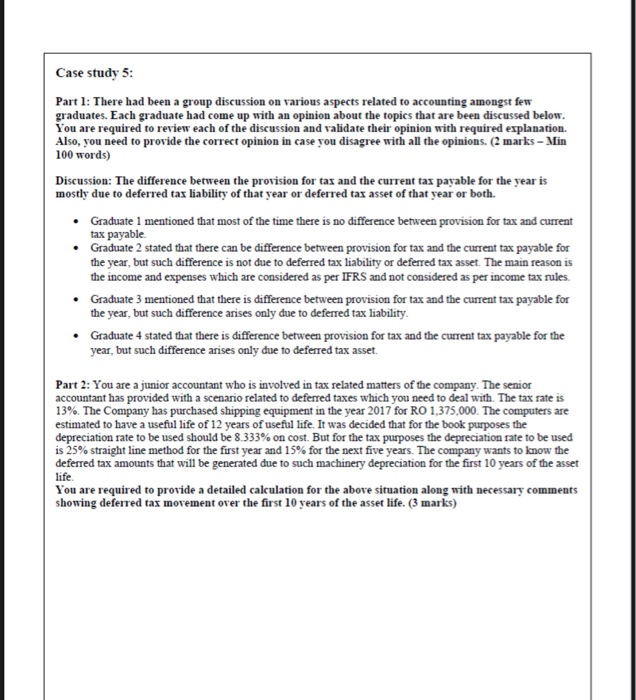  Case study 5: Part 1: There had been a group discussion