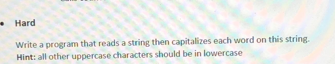  Hard Write a C program that reads a string then capitalizes