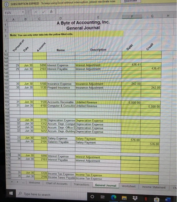 $13,440 and office equipment with a fair value of $1,200. 03. June