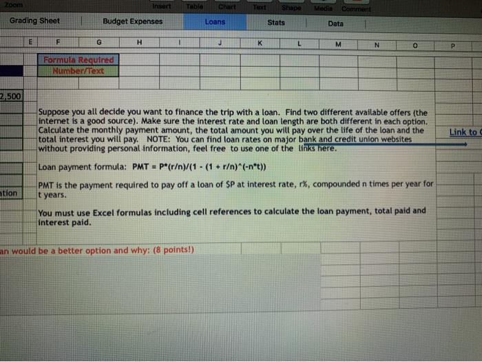  i need to come up with two different loans using excel