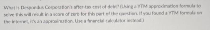 the after-tax cash flows below from a project that is being considered