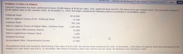  CALCULATOR MESAGERY.INSTRUCTOR PRINTER VERN NEXT Problem 13-06A -b (Video) Concord Corporation