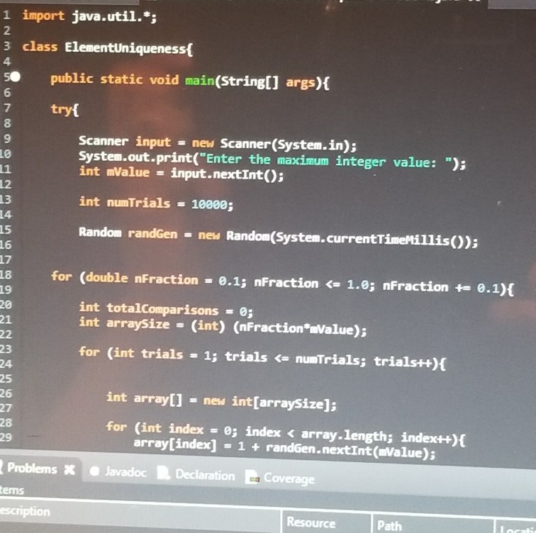 in Module 1 for the "Element Uniqueness Problem. Each of you have