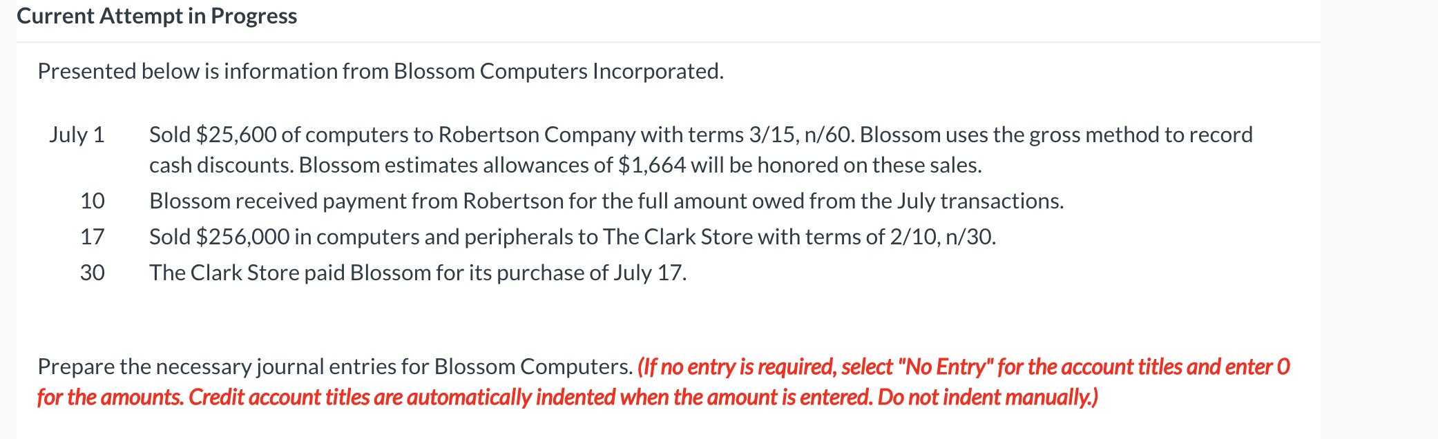  Current Attempt in Progress Presented below is information from Blossom Computers