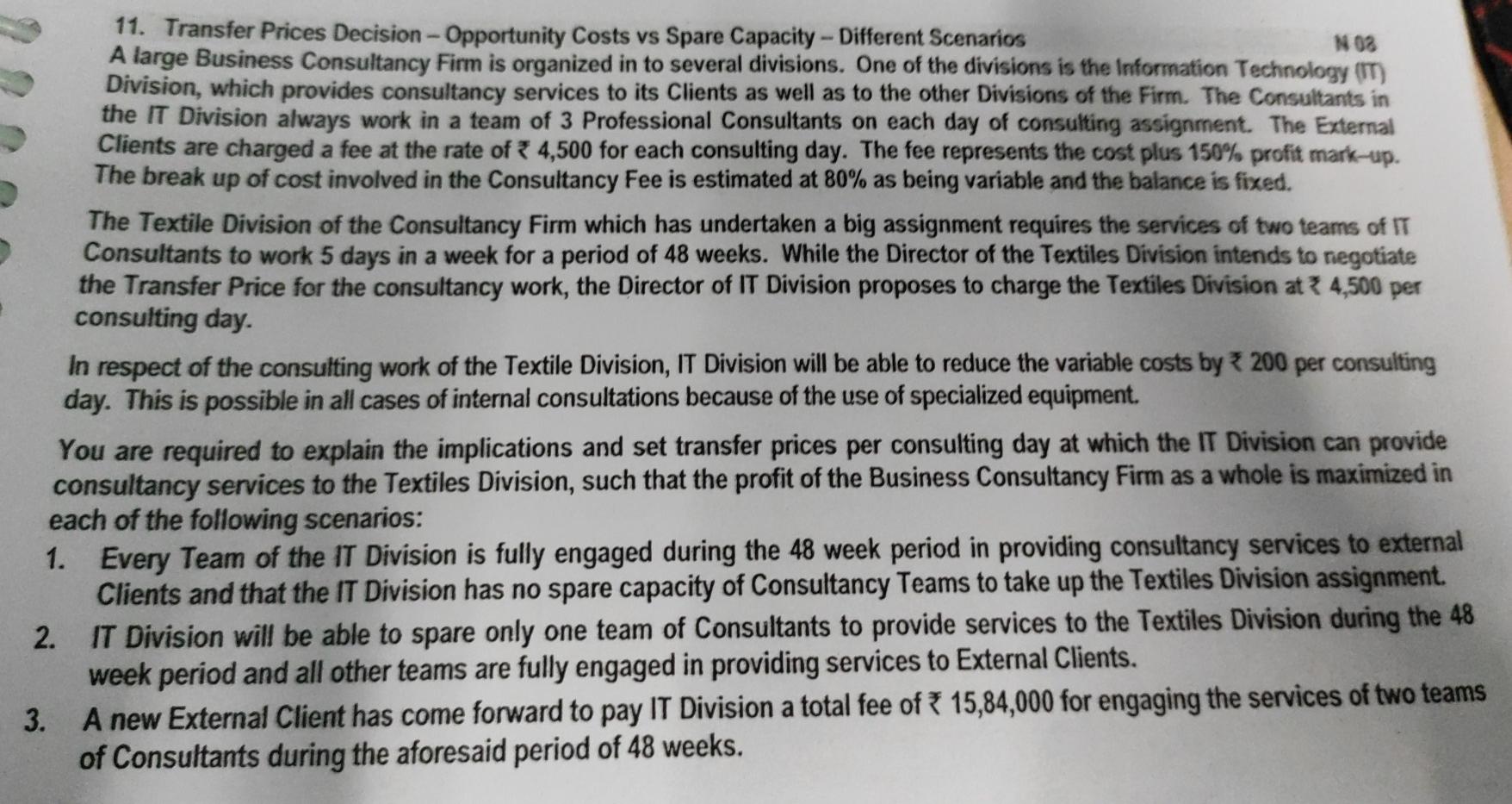  wrong = 5 down votes 11. Transfer Prices Decision - Opportunity