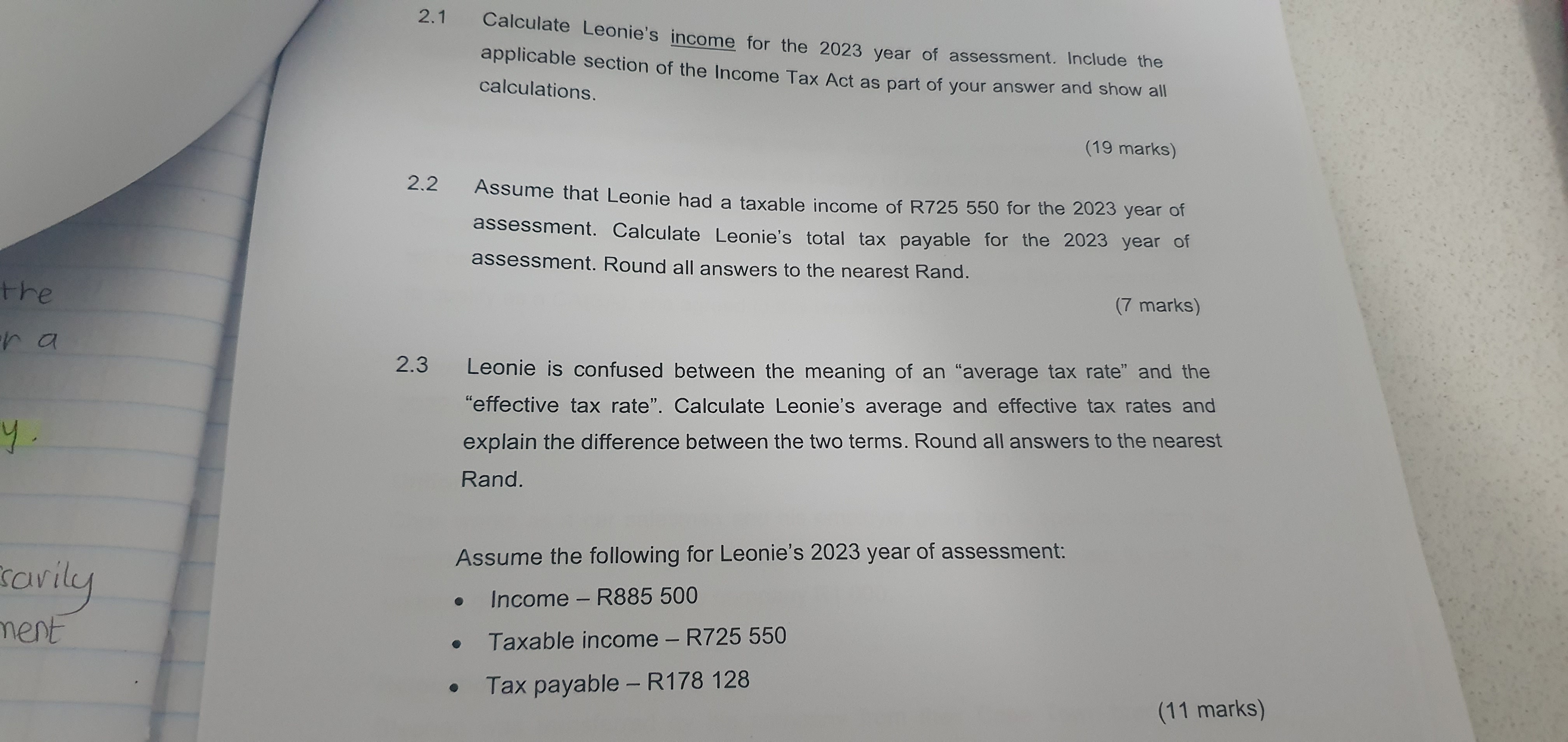  QUESTION 2 (37 marks) Leonie (65 years old) is a South