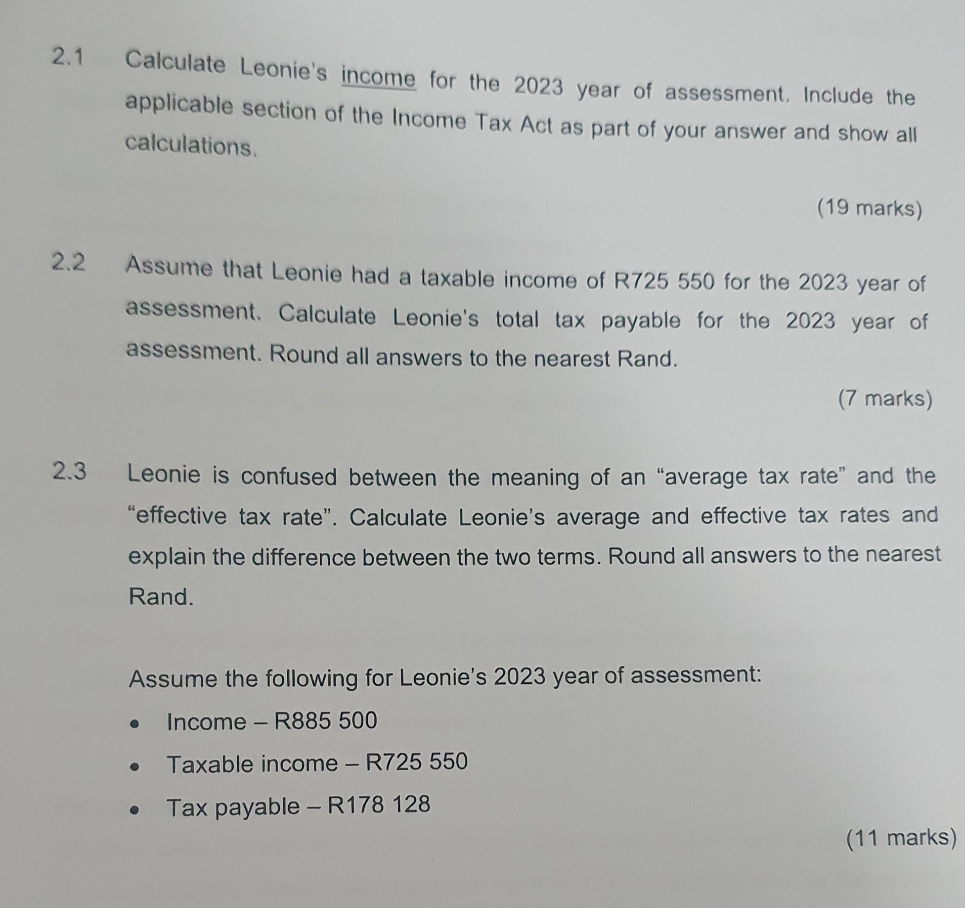 end of December 2022 and had the following receipts for the 2023