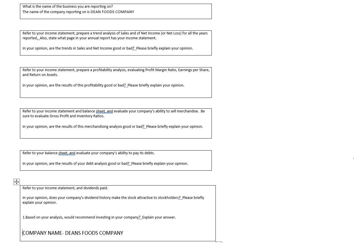 the financial health of a publicly-traded merchandising* business and, using financial analysis