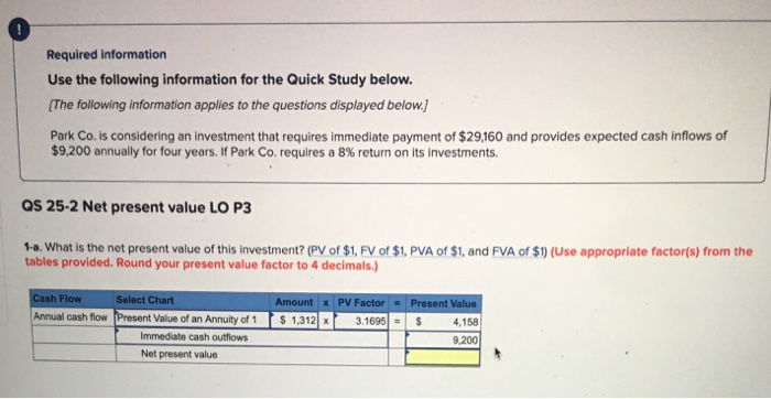  Required information Use the following information for the Quick Study below.