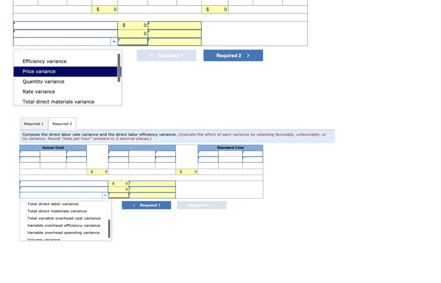 Lucia Company has set the following standard cost per unit for direct