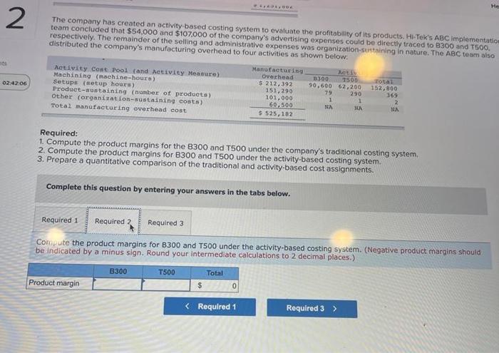 profitability of its productis Hi-Tek's ABC implement team concluded that $54,000 and