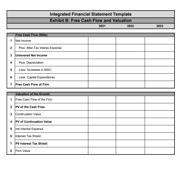 sheet and Income Statement projections for a specific company. The company is