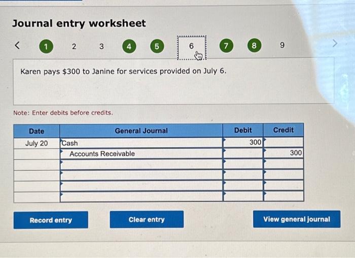 Juty 3 Karen provides lawn services to Janine's repair shop on account,