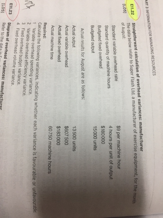  RT 3 INFORMATION FOR MANAGING RESOURCES E11.22 Straightforward calculation of overhead