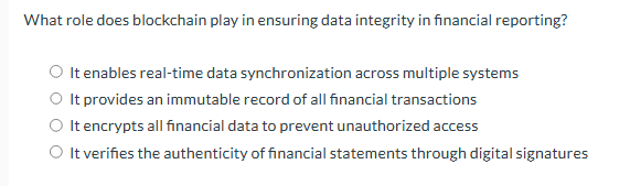  What role does blockchain play in ensuring data integrity in financial