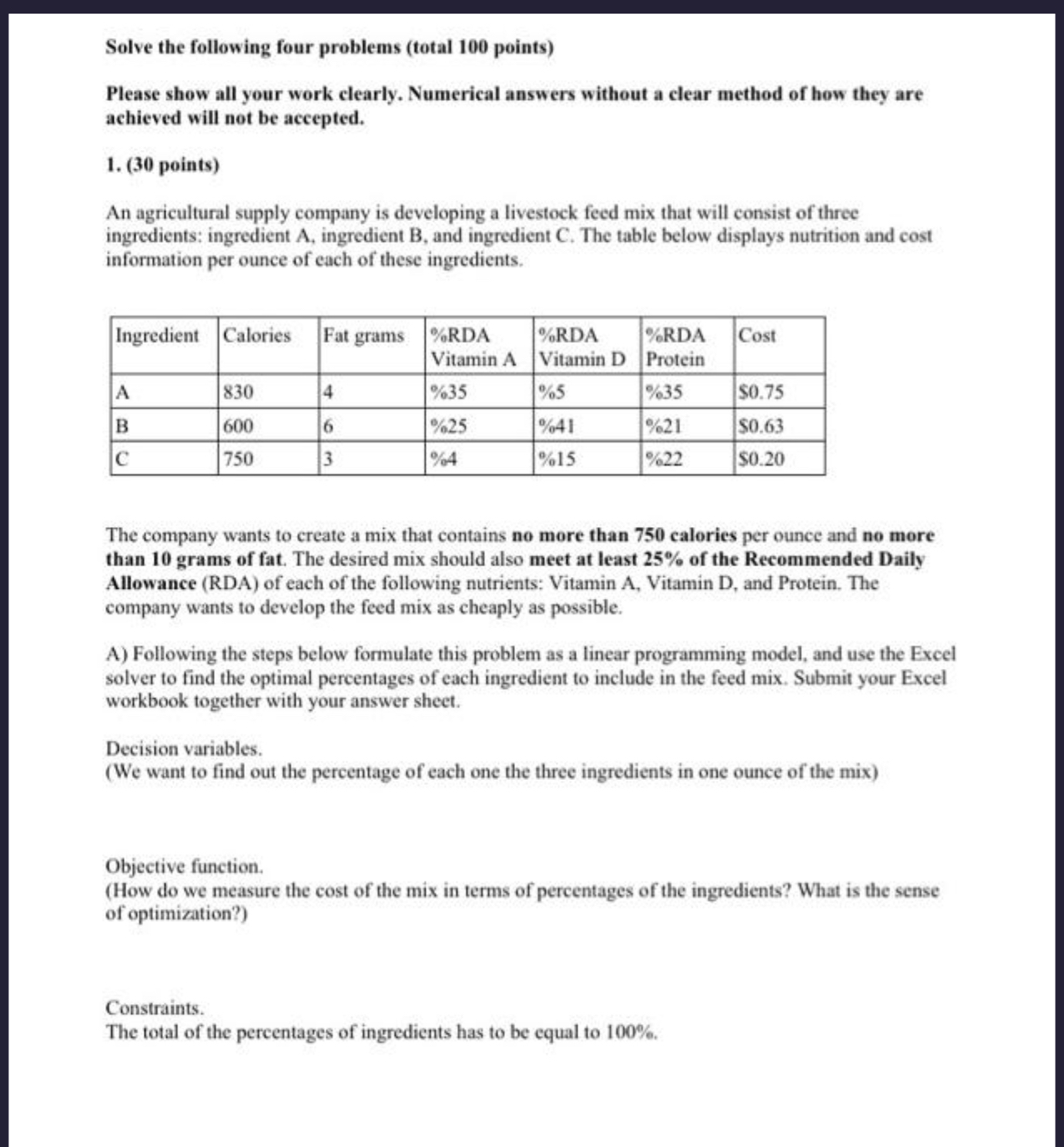  Please show step by step in excel and excel solver ti