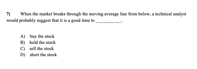  7) When the market breaks through the moving average line from