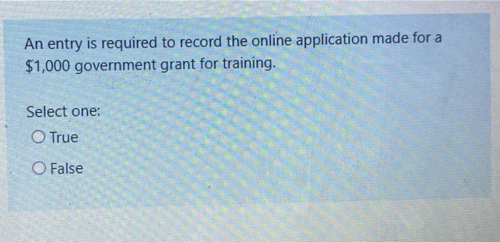  An entry is required to record the online application made for