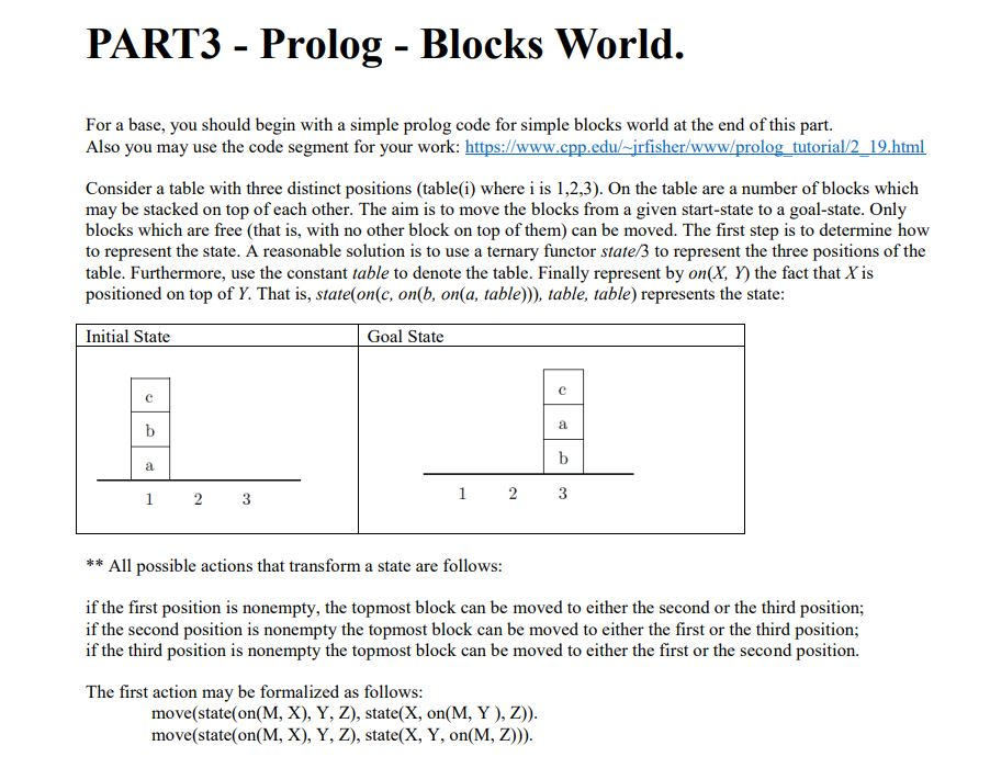 Question Modify your program to use CLP (blocks3.pl). PART3 - Prolog
