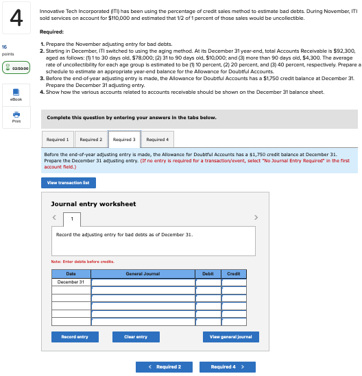 sold services on account for $110.000 and estimated that 12 of 1