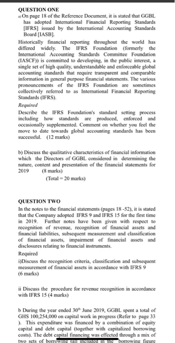  QUESTION ONE On page 18 of the Reference Document, it is