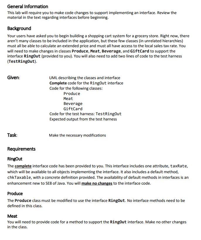 Java Only Please ********************PROVIDED CODE********************************** // You will make the change(s) necessary