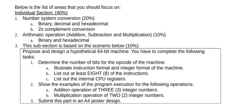 I need to create a hyphothetical machine that performs arithmetic applications such