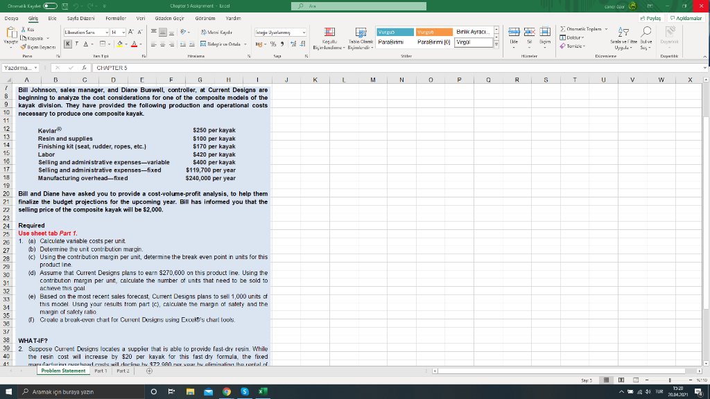 ematik Kaydet Chapter 5 Assignment Excel caner er Sayfa Dzeni Formuler